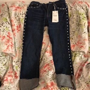 Zara Pearl Embellished Jeans